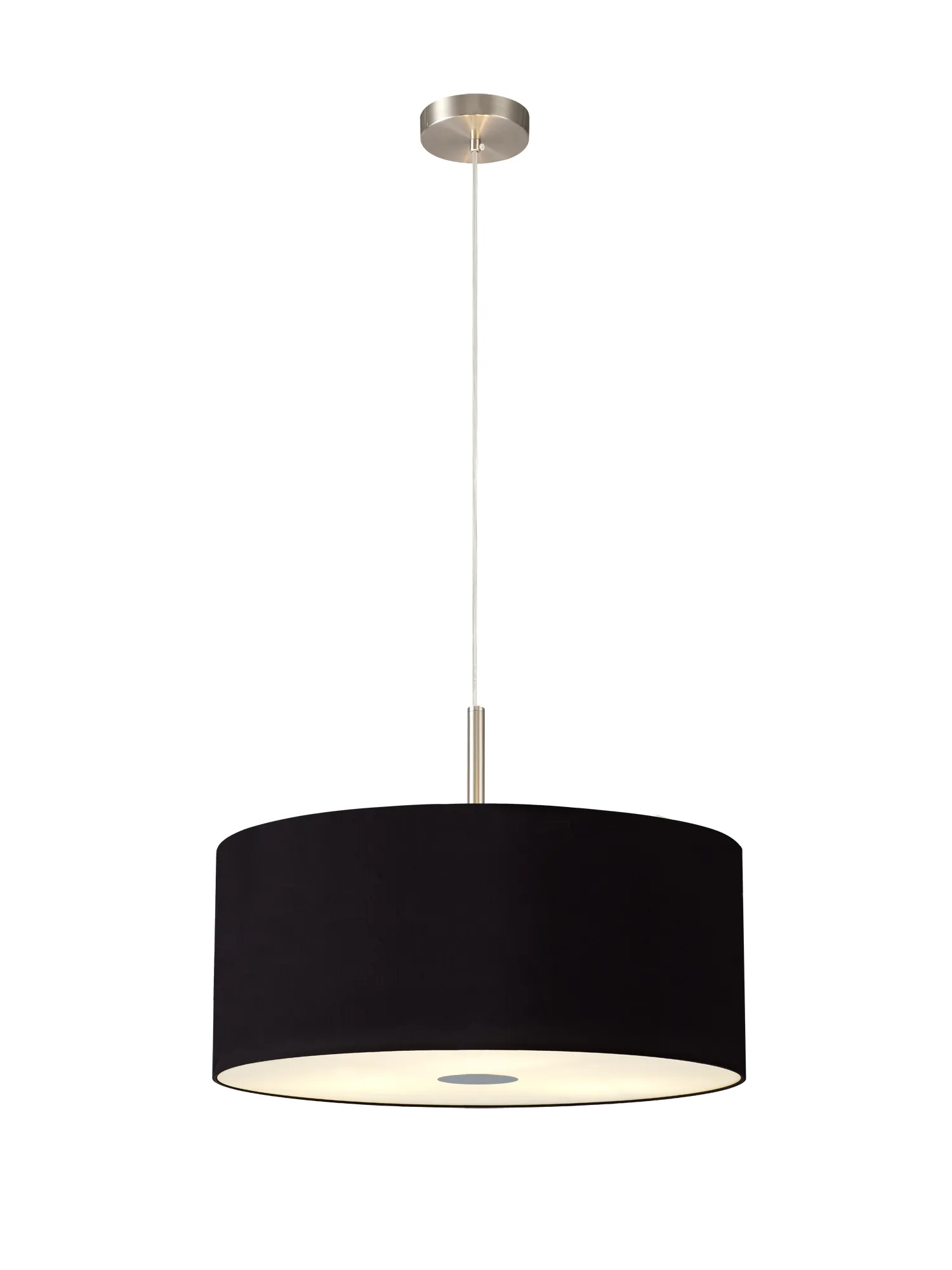 Baymont 50cm 3 Light Pendant Satin Nickel, Midnight Black/Green Olive, Frosted Diffuser DK0451  Deco Baymont SN BL/GR
